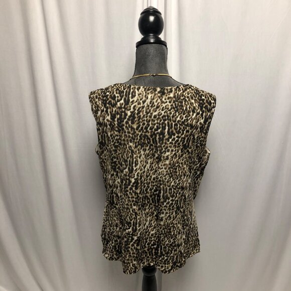 Worthington Top Womens Size XL Brown Animal Print Lined Sleeveless Blouse - Picture 4 of 6